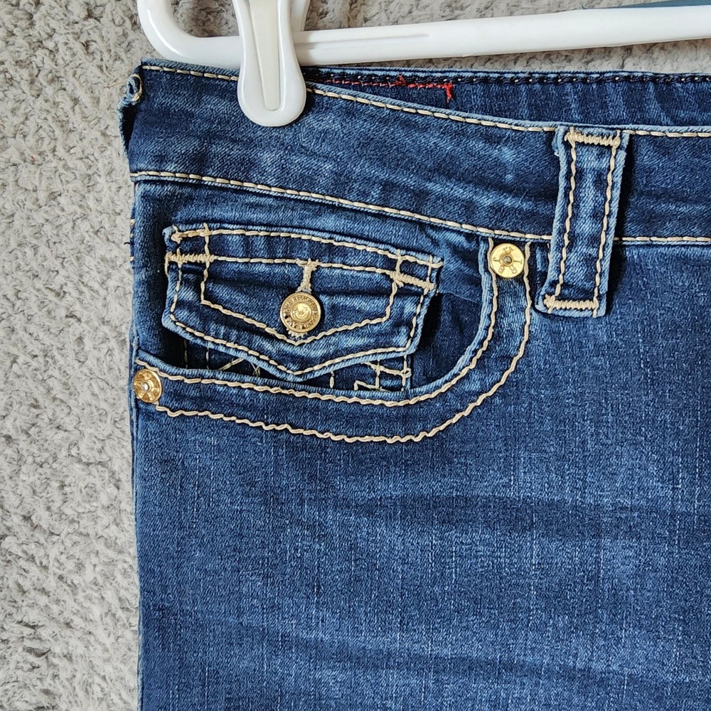 True Religion Halle Super Skinny Jeans Womens 32 Blue High Rise Contrast Stitch - Picture 3 of 16